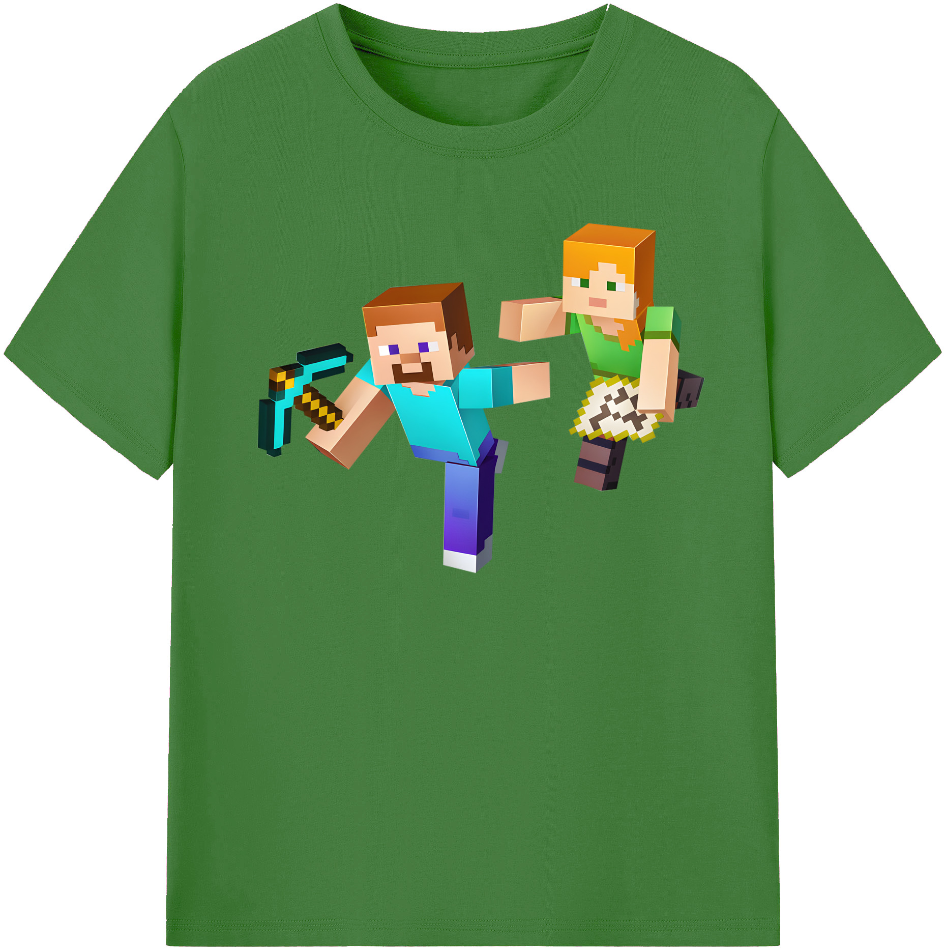（画像用） マインクラフト ブロックの世界 Minecraft MC Block world レディースカジュアルプリントTシャツ（綿100％）